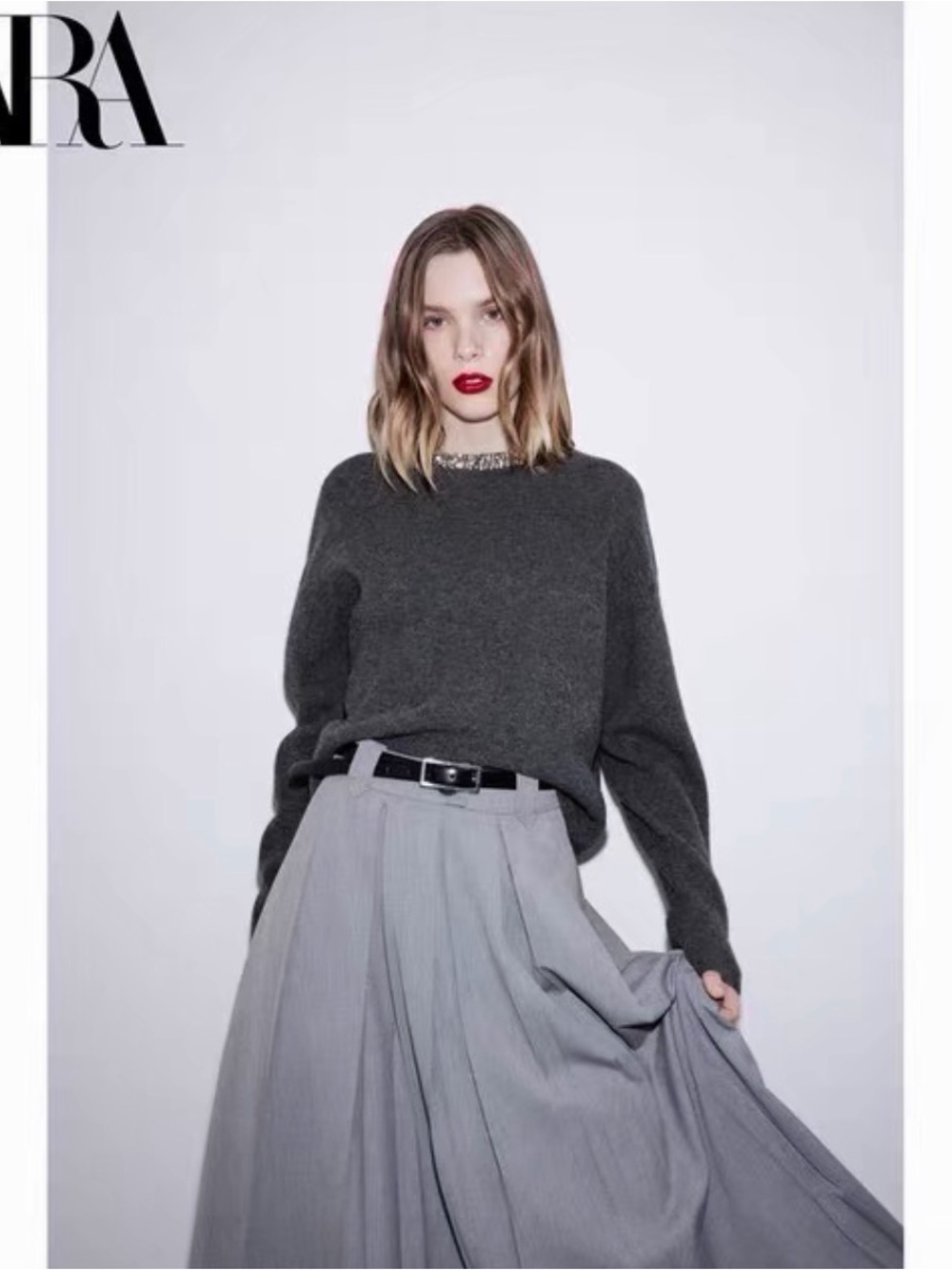 Zara Dark Gray Crewneck Sweater